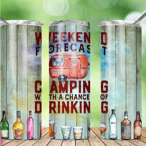 Weekend Forecast Camping 🏕️ Chance of Drinking 20 oz Tumbler Lid Straw Gift Box